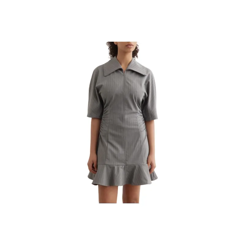 GANNI Mirage Striped Suiting Mini Dress-0