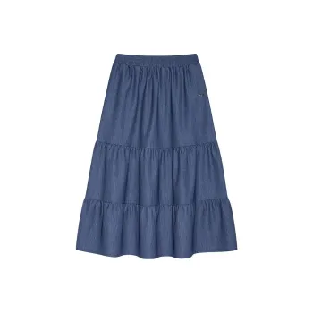 DKNY SS24 Denim Long Skirt Women's Dark Denim Blue