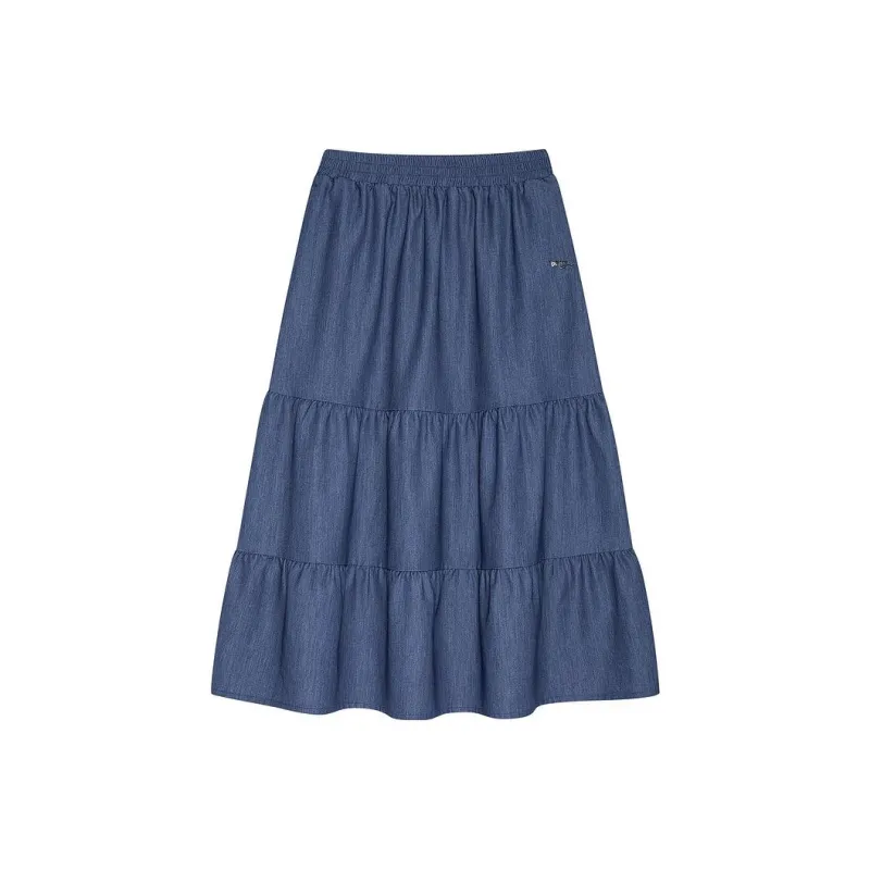 DKNY SS24 Denim Long Skirt Women's Dark Denim Blue-0