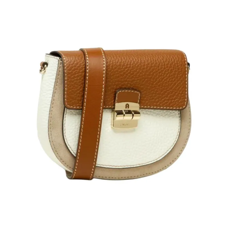 Furla Club 2 Leather Crossbody Bag, Shoulder Bag Mini Women's Beige-2