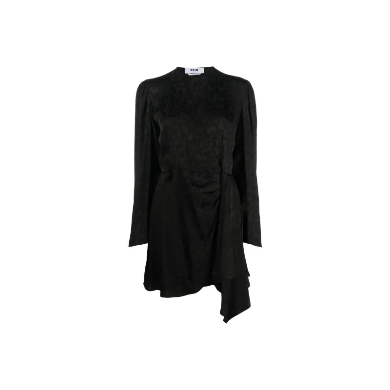 MSGM Monogram Printed V Neck Mini Dress-0