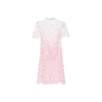 Oscar De La Renta Ombré Peony Guipure Shift Dress