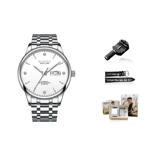 GUANQIN Kunlun Collection Automatic Mechanical Movement Stainless Steel Watchband Watch Men's Watches White Dial