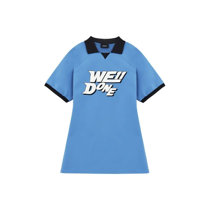 WE11DONE Short Sleeved Dresses Women's Blue-0
