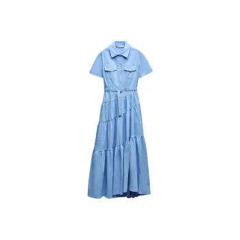 ZARA Short-Sleeved Dresses Women's Light Blue