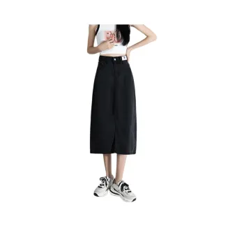 Weixi Denim Long Skirts Women's Black