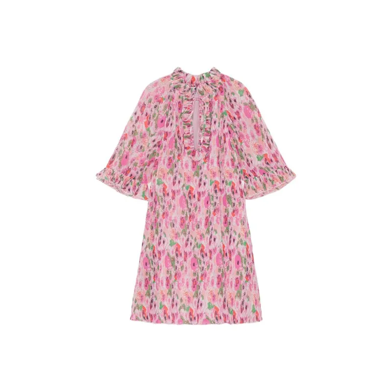 GANNI Short Sleeved Dresses Women's Pink-0