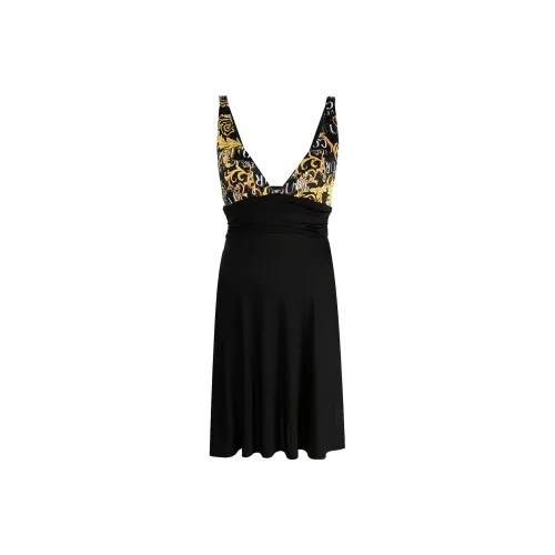 VERSACE JEANS COUTURE Logo-Printed V-Neck Mini Dress
