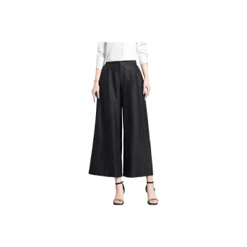 Yi Mengyuan Casual Pants Women's Black Capybara Leather