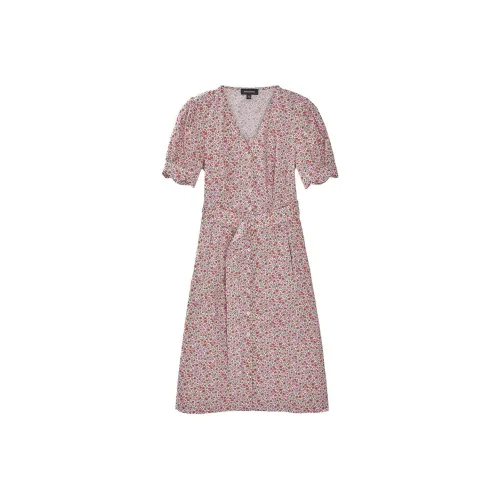 Insect Short-Sleeved Dresses Women's Red Floral