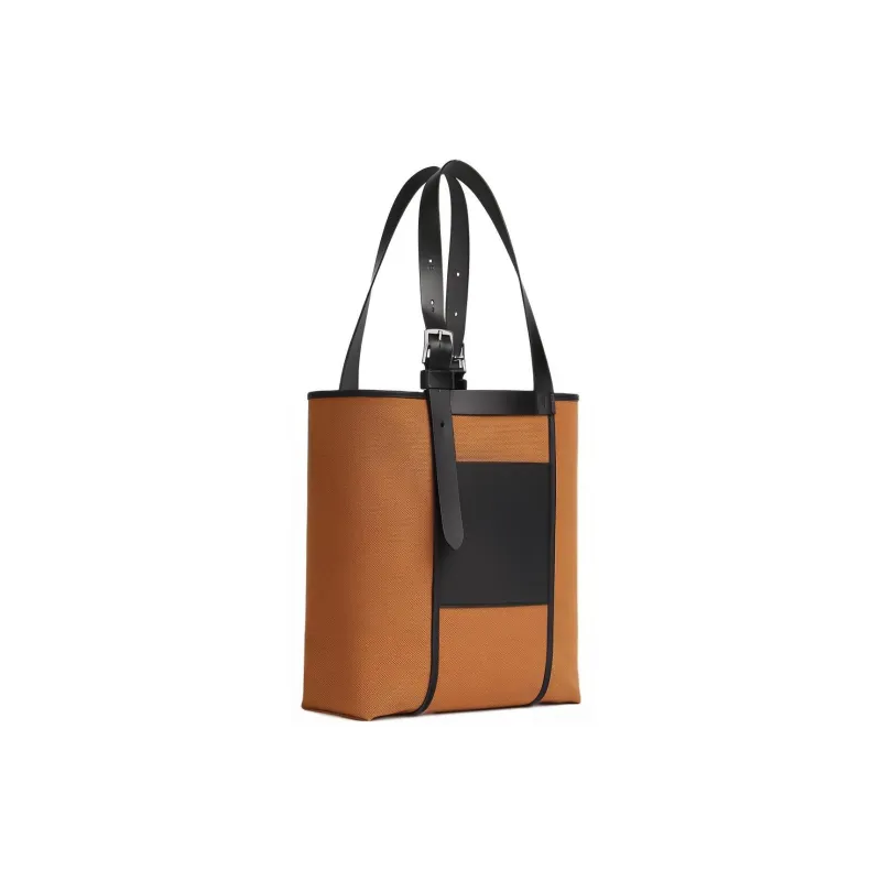HERMES Etriviere Pocket Goeland Canvas With Hunter Leather And Swift Calfskin Canvas Bag Handbags Men's Gold/Black-1