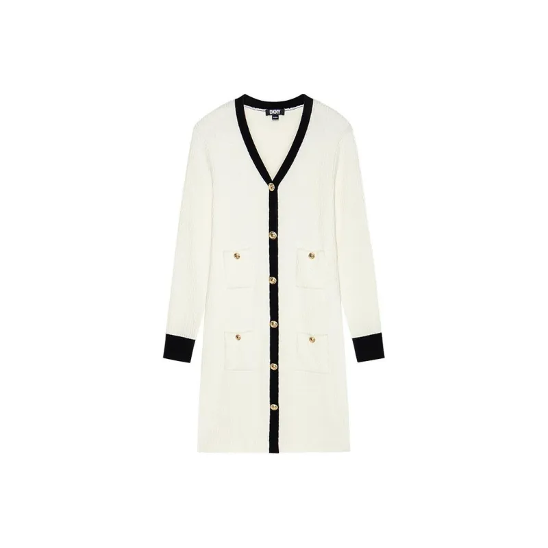 DKNY Long Sleeved Dress Women's White-0