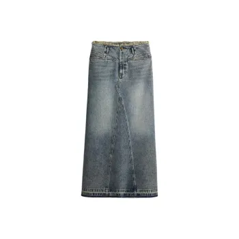 H&M Denim Long Skirts Women's Denim Blue