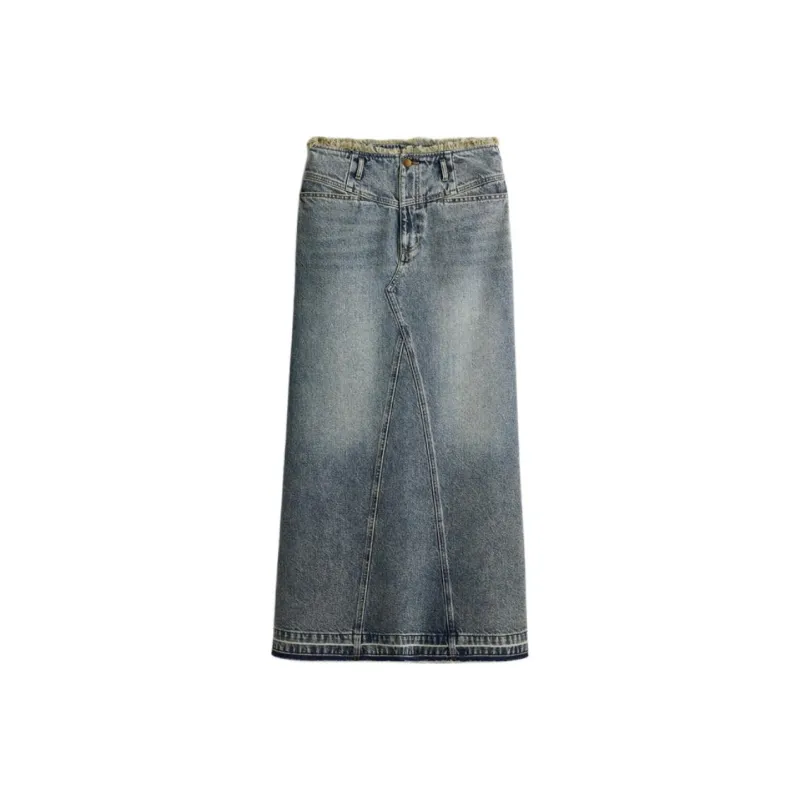 H&M Denim Long Skirts Women's Denim Blue-0