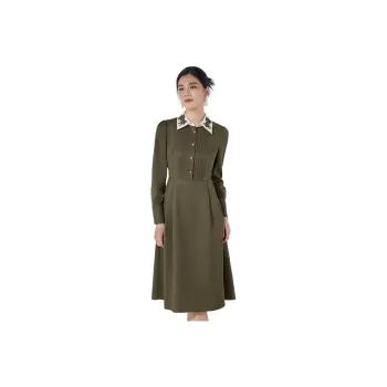 BBLLUUEE Long Sleeved Dress Women's Tea Green