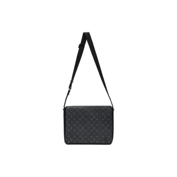 LOUIS VUITTON Canvas Messenger Bag, Shoulder Bag, Crossbody Bag Medium Size Men's Black