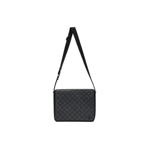 LOUIS VUITTON Canvas Messenger Bag, Shoulder Bag, Crossbody Bag Medium Size Men's Black