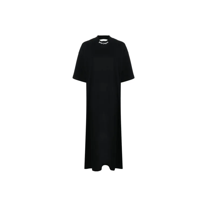 PALM ANGELS Classic Logo Over Tee Dress Black/White-0
