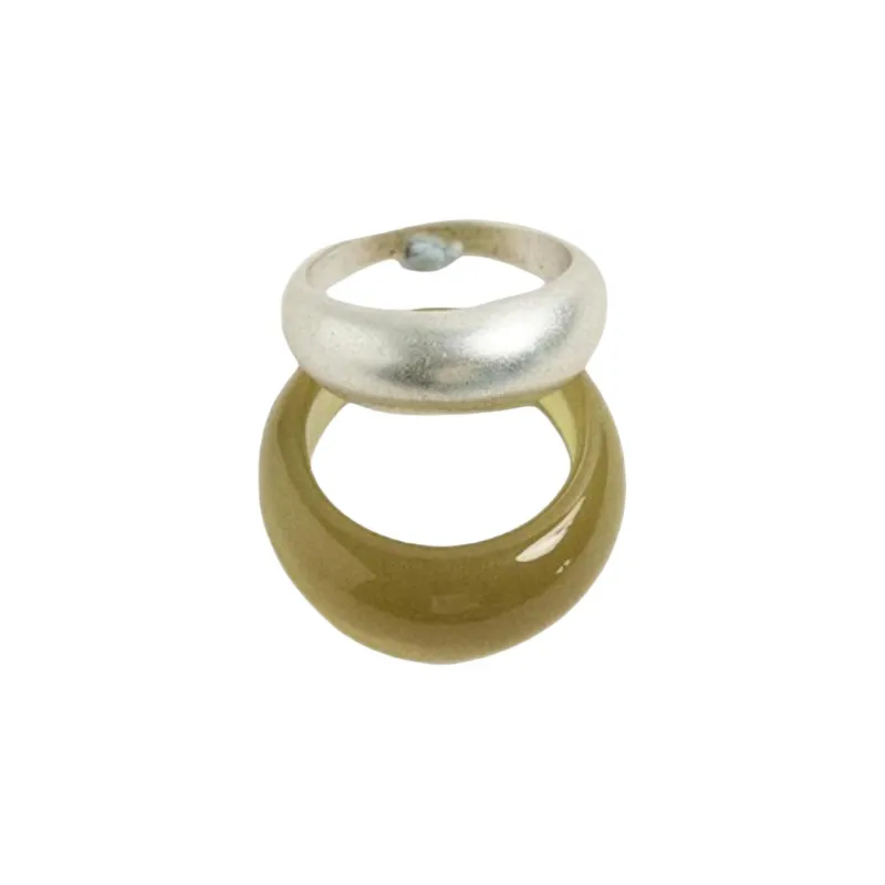 ZARA Metal Rings Men's Olive Green-1