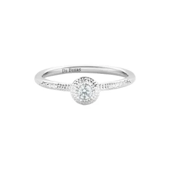 De Beers 18K White Gold, Diamond Rings Unisex Silver