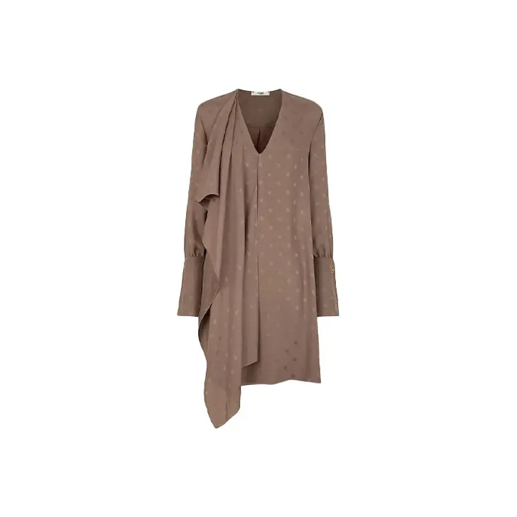 FENDI FW21 Long-Sleeved Dresses Women's Brown-0