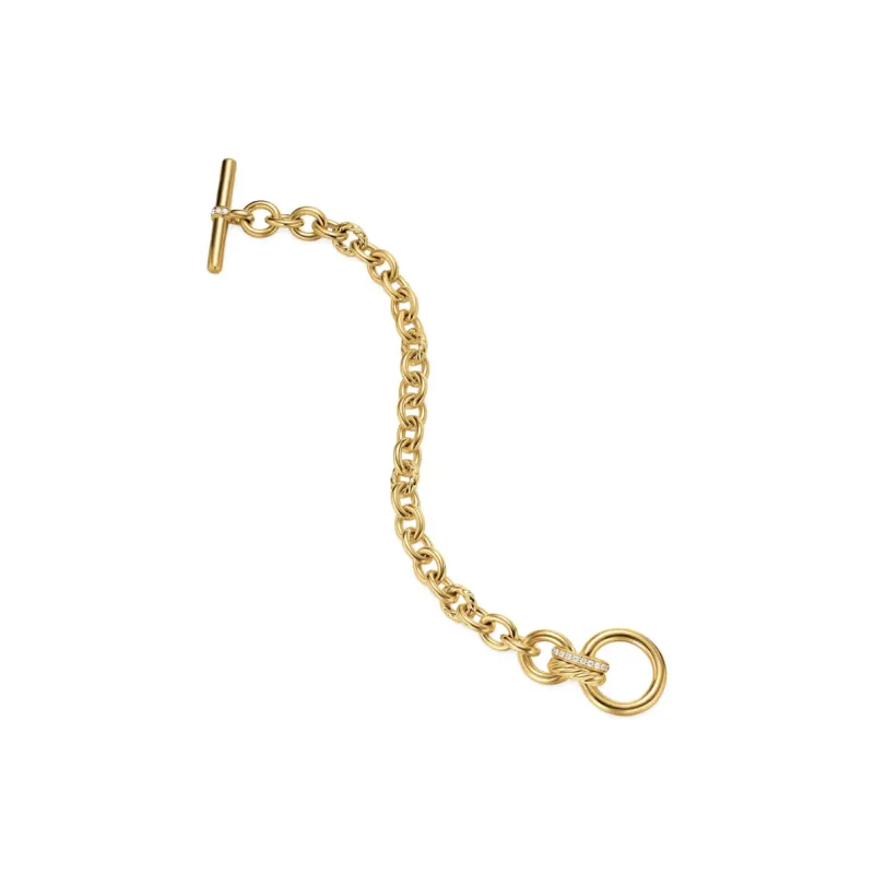 David Yurman 18K Yellow Gold Dy Mercer® Toggle Chain Diamond Bracelet-2