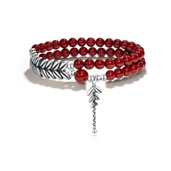 JINGCHENGGOU Reconstructed Cinnabar Bracelets Unisex