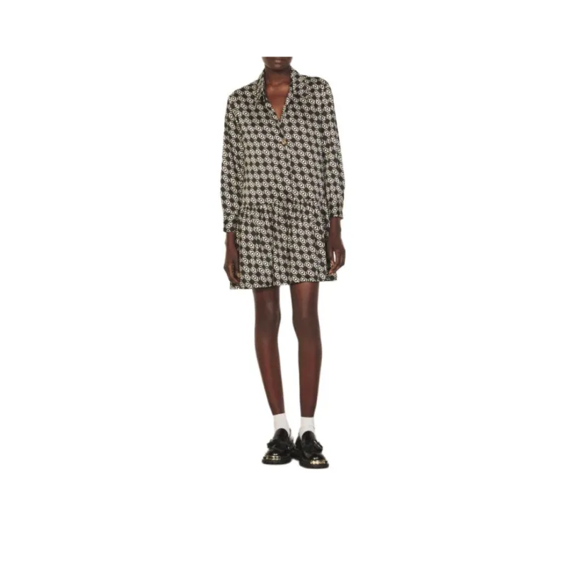 Sandro Long Sleeved Dress Women's Black White-0