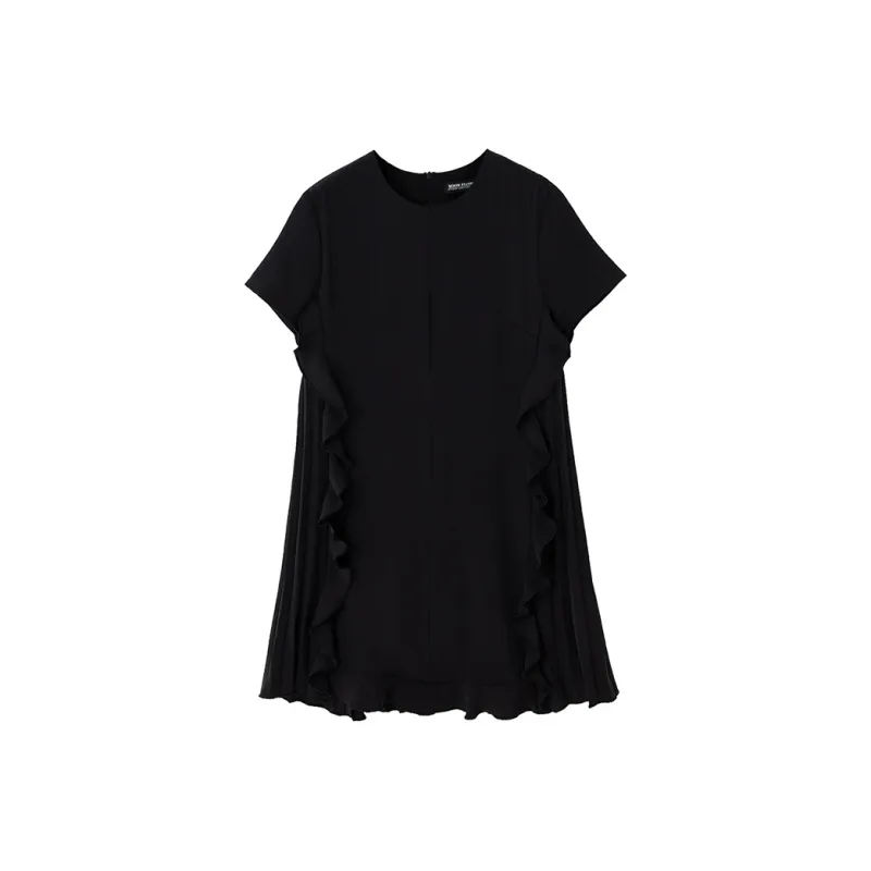 SOON FLOWER Short Sleeved Dresses Women's Black-0