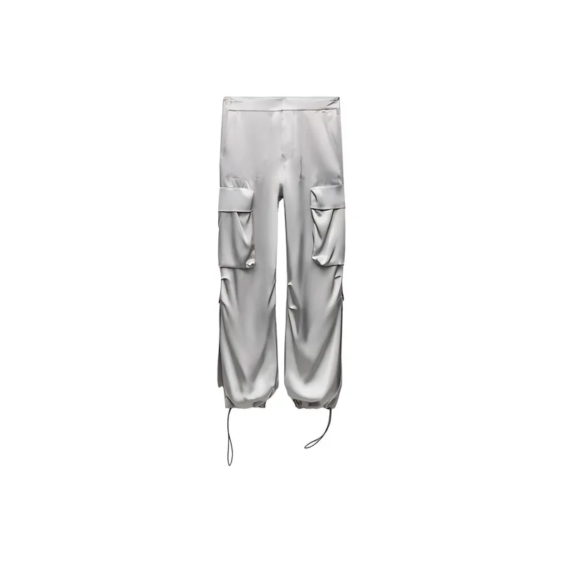 ZARA Cargo Pants Women's Silver-0
