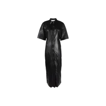 NANUSHKA Faux leather Fitted Shirt Dress