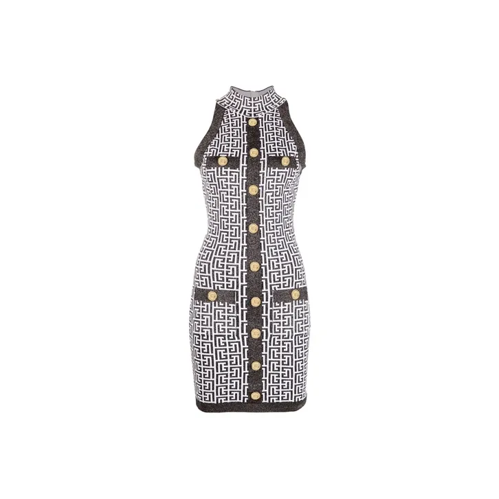 BALMAIN Sleeveless Dresses Women's Gray-0