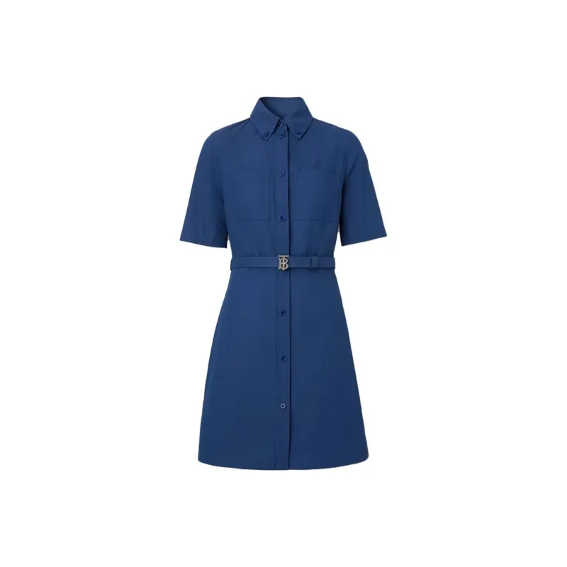 Burberry Short Sleeved Dresses Women's Marine Blue-0