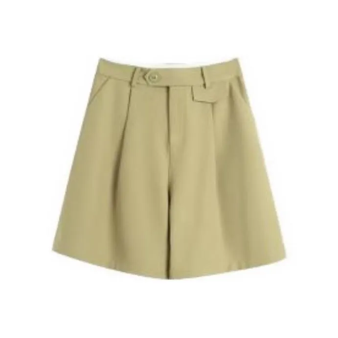 Olrain Casual Shorts Women's Mustard Green-0