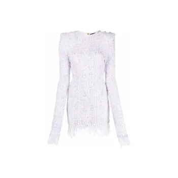 BALMAIN Long-Sleeved Dresses Women's White