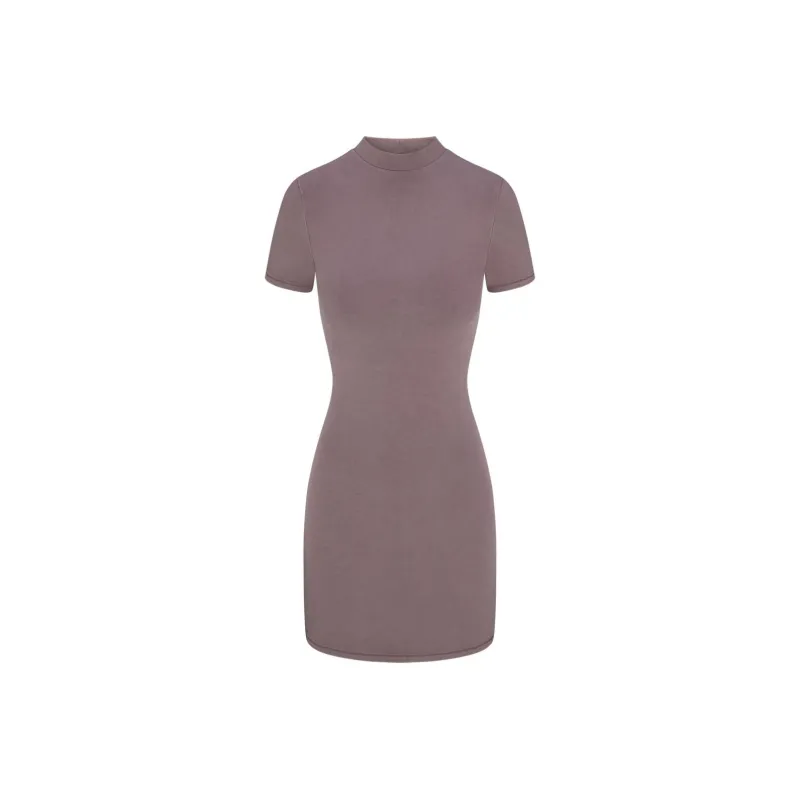 SKIMS SS24 Summer Collection OUTDOOR MOCK NECK MINI DRESS Short Sleeved Dress Women's ZINC/Zinc-0