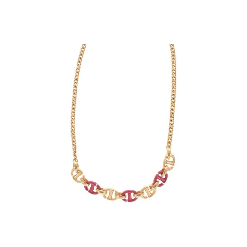 DIOR Logo Plaque Chained Necklace-0