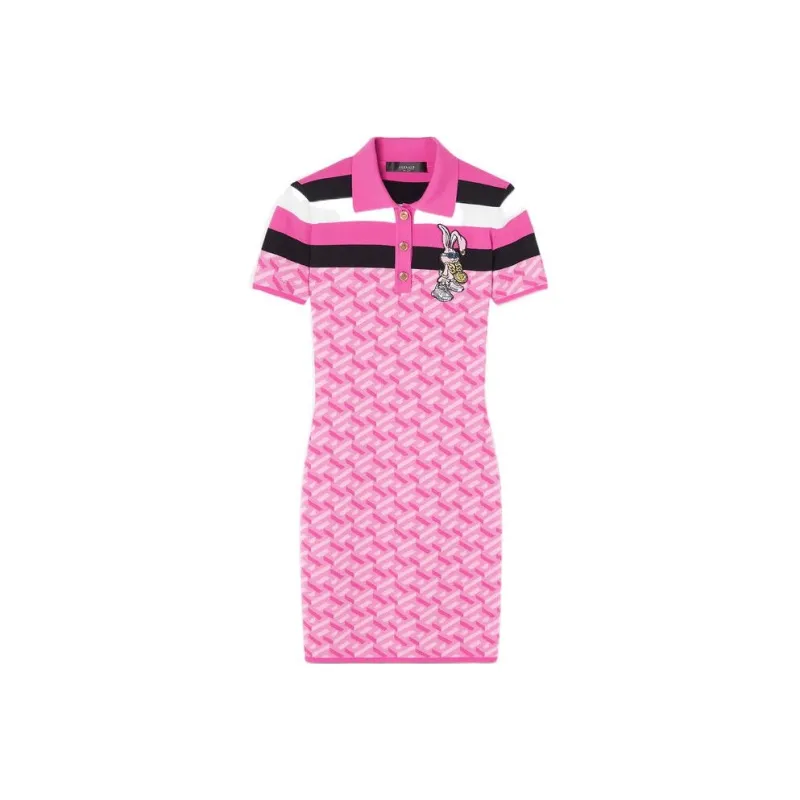 VERSACE SS24 CNY Short Sleeved Dresses Women's Pink-0