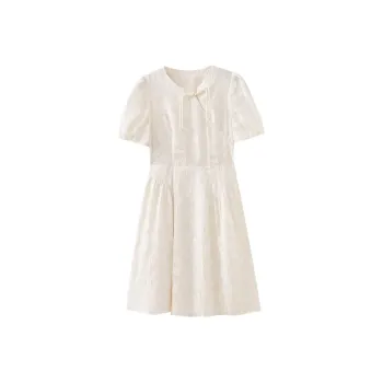 SHUIYUNJIAN Short Sleeved Dresses Women's Beige Apricot