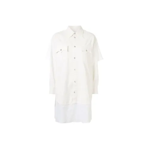 Dickies Construct logo-patch faux-shearling jacket Long-Sleeved Dresses Women's White