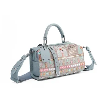 MISS GAIL Synthetic Leather Handbag Women's Bohemian Blue