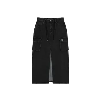 MLB New York Yankees Basic Collection 24FW Denim Long Skirts Women's Black