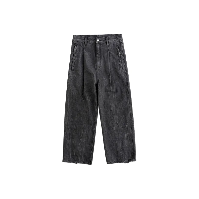 BLUELANDINC Wide Leg Jeans Women's Black Gray Color-0