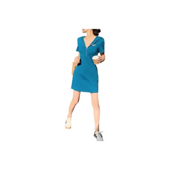 NANING9 Short-Sleeved Dresses Women's Blue