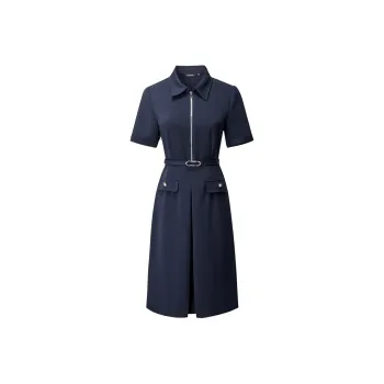 Yan Domain Short-Sleeved Dresses Women's Dark Blue