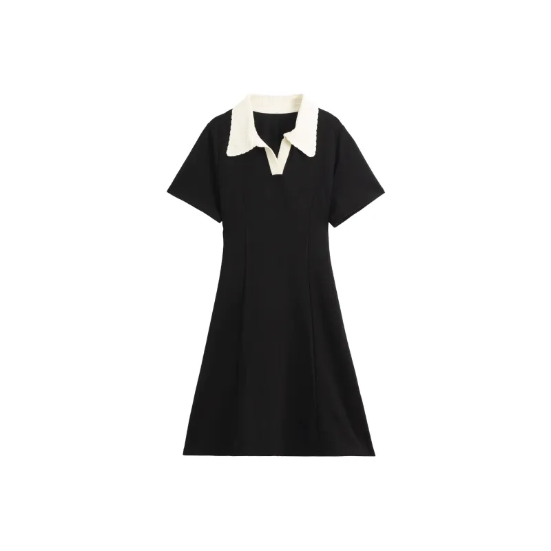 BASIC HOUSE Short-Sleeved Dresses Women's Black-0