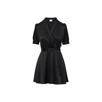 ARITZIA Babaton Hyde Satin Mini Dress Short-Sleeved Dresses Women's Black