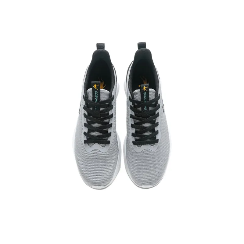 QIAODAN Slip Resistant, Abrasion Resistant, Breathable Low Top Casual City Commute Running Shoes Men's Black Gray-3