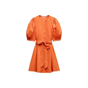 ZARA ZW Series Short-Sleeved Dresses Women's Orange