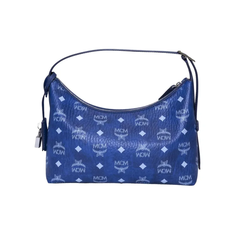 MCM Aren Artificial Leather Underarm Shoulder Bag Small Size Unisex Blue-0